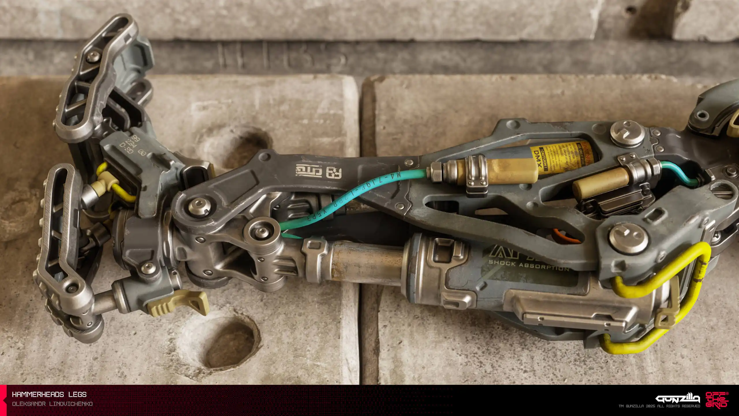 硬表面建模大师 Oleksandr Linovichenko 专访:AAA武器与载具创作秘籍-次世代模型库 硬表面建模机械腿部模型展示