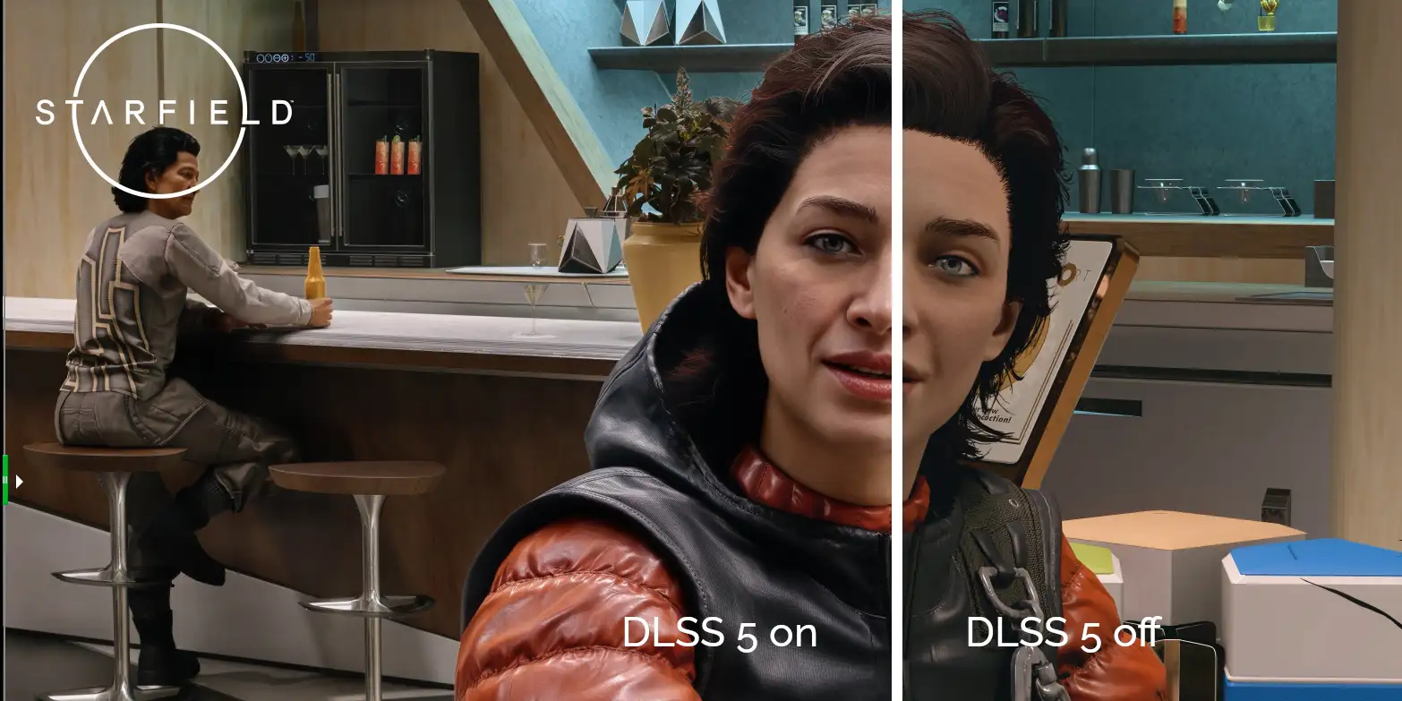 DLSS5 Starfield 前后渲染对比图