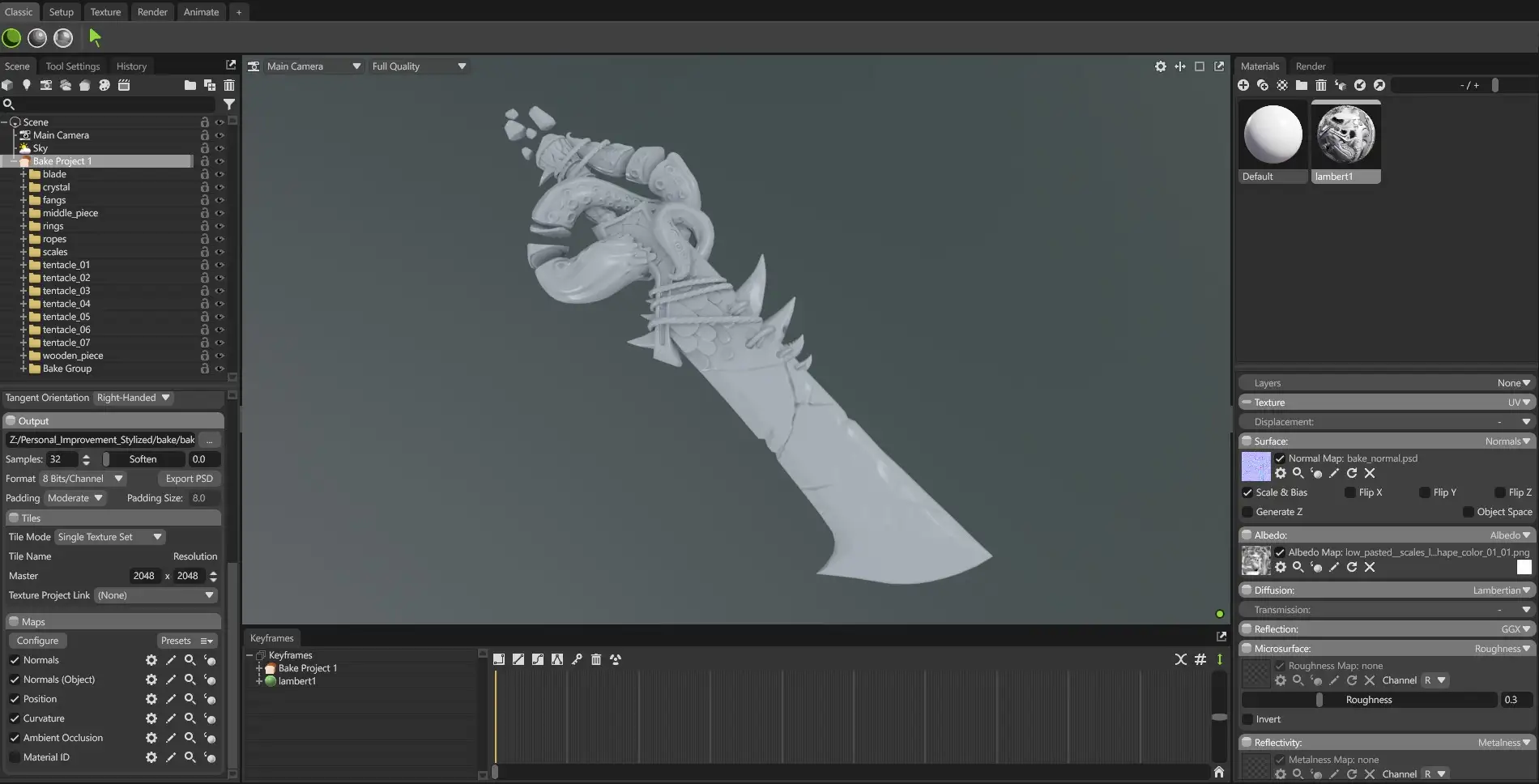 渔夫之剑模型在Marmoset Toolbag中进行烘焙