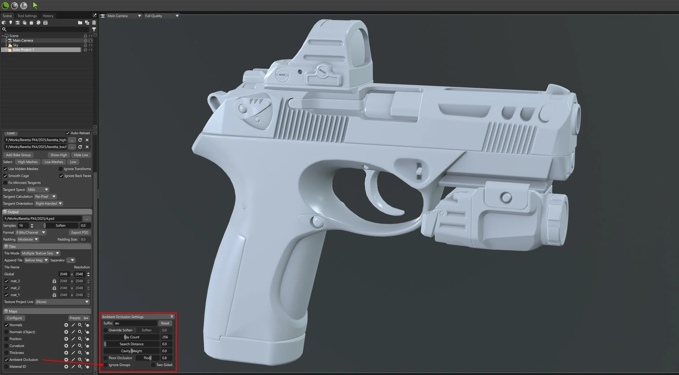 Marmoset Toolbag 软件中完成烘焙