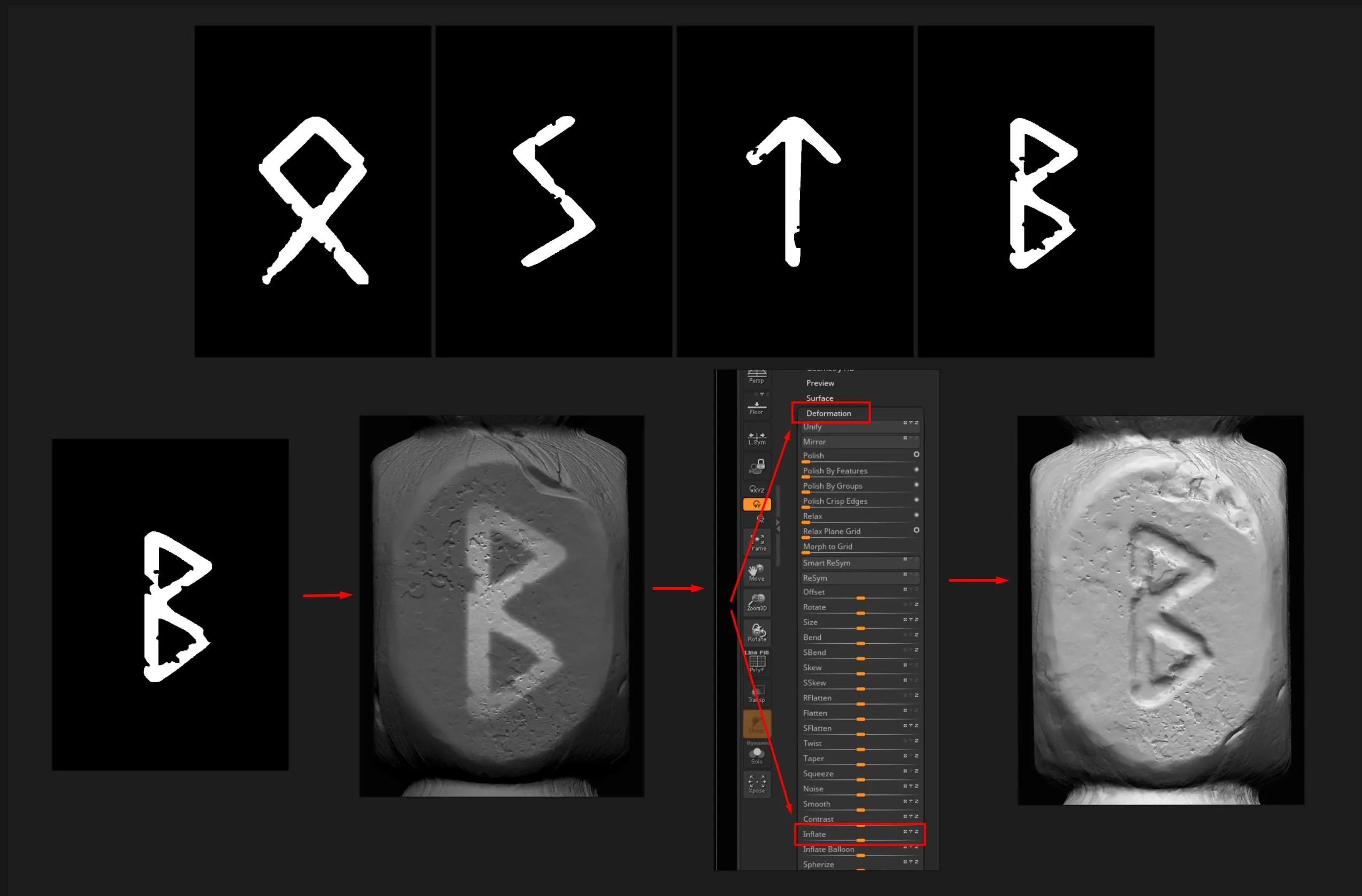 ZBrush 符文雕刻 ZBrush 中雕刻符文与装饰花纹的过程