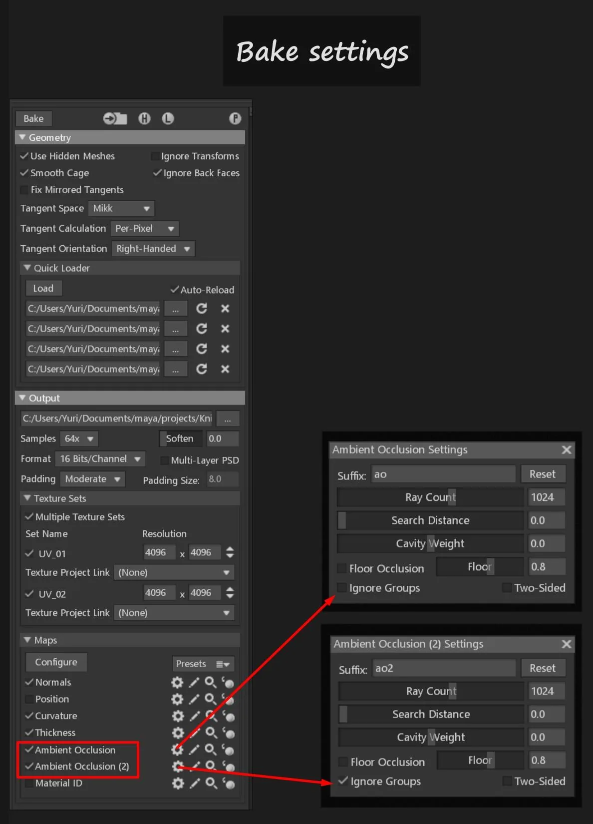 烘焙设置 Marmoset Toolbag 烘焙设置面板