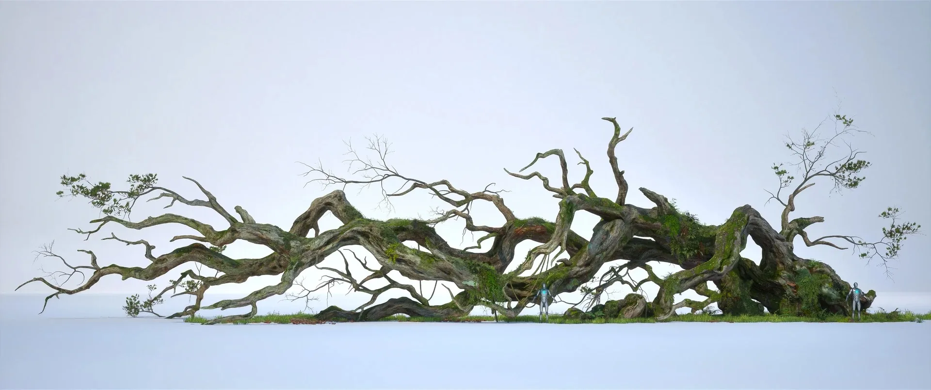 场景渲染图1 枯萎树藤场景渲染,展现整体构图与氛围
