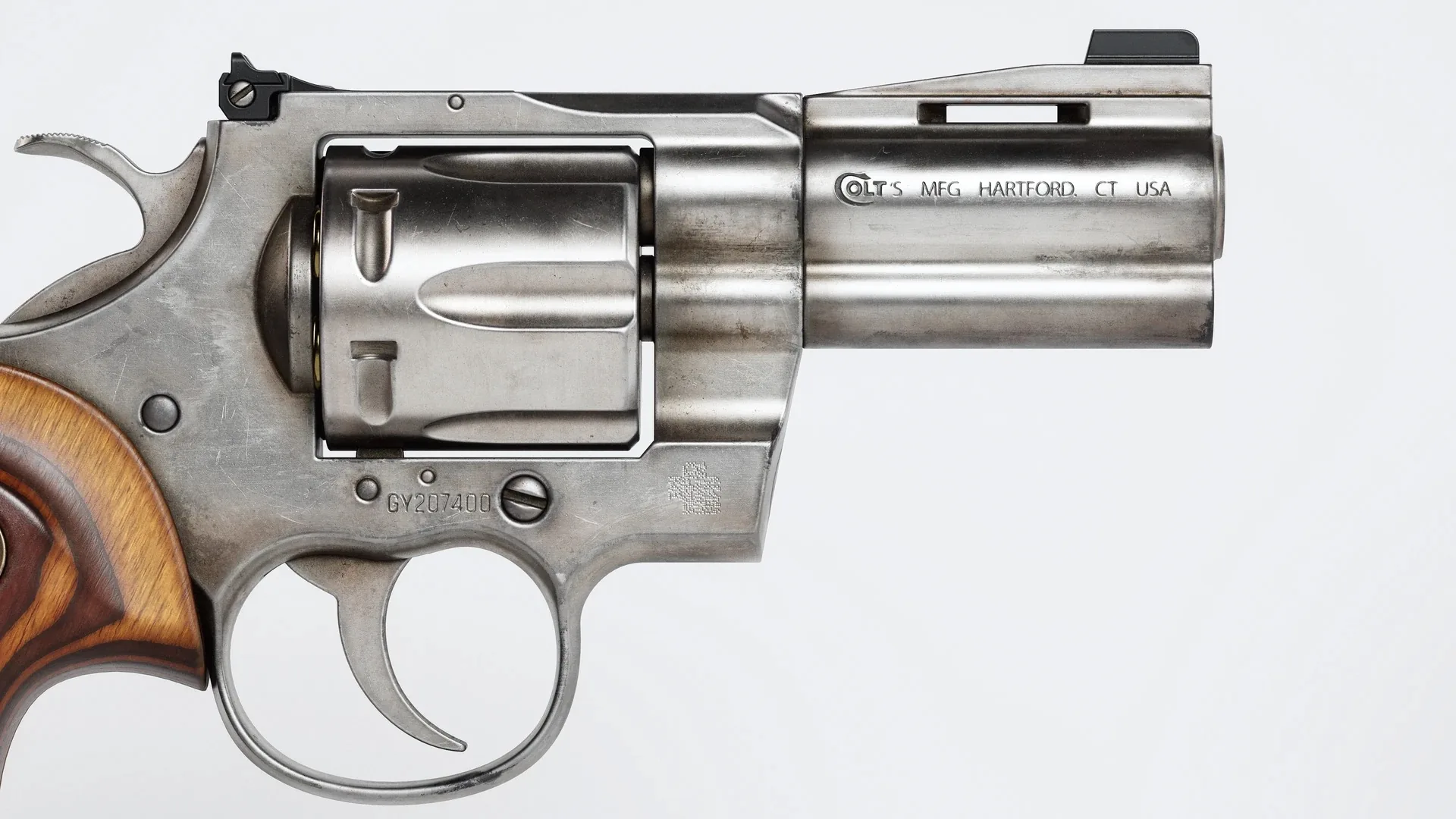 Colt Python 左轮手枪 3D 模型渲染