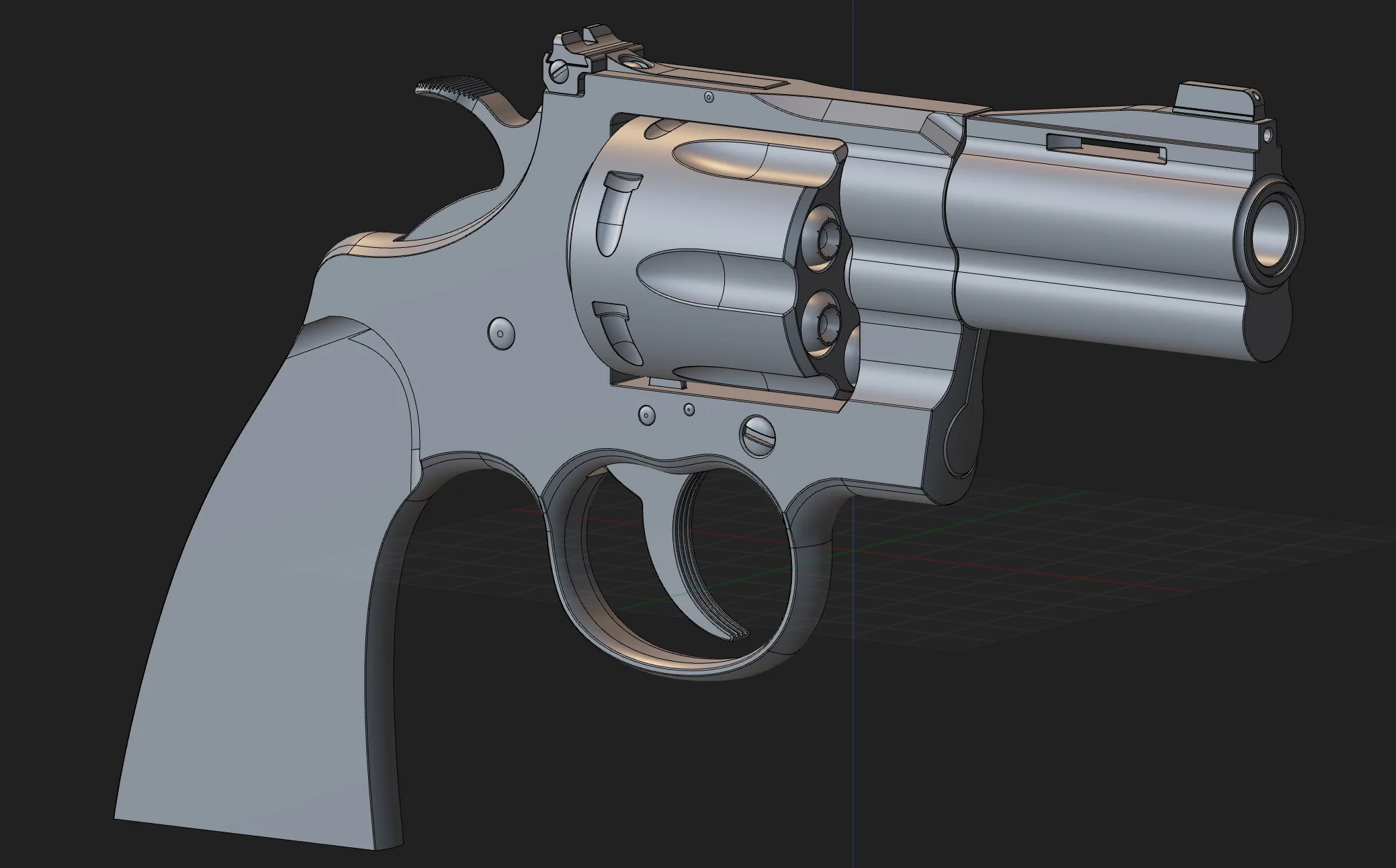 Plasticity 中 Colt Python 左轮手枪的建模