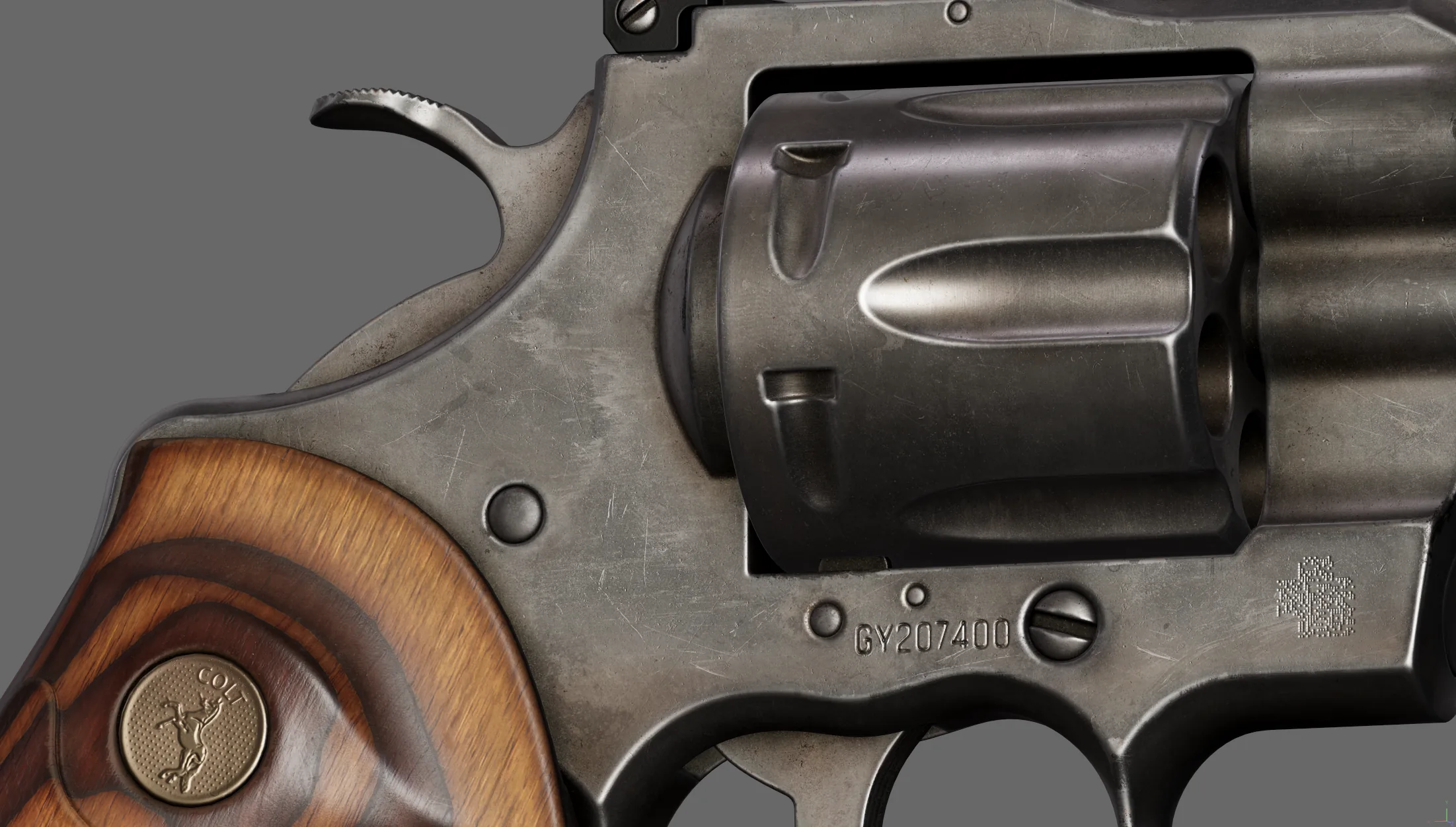Colt Python 左轮手枪做旧与粗糙度过渡