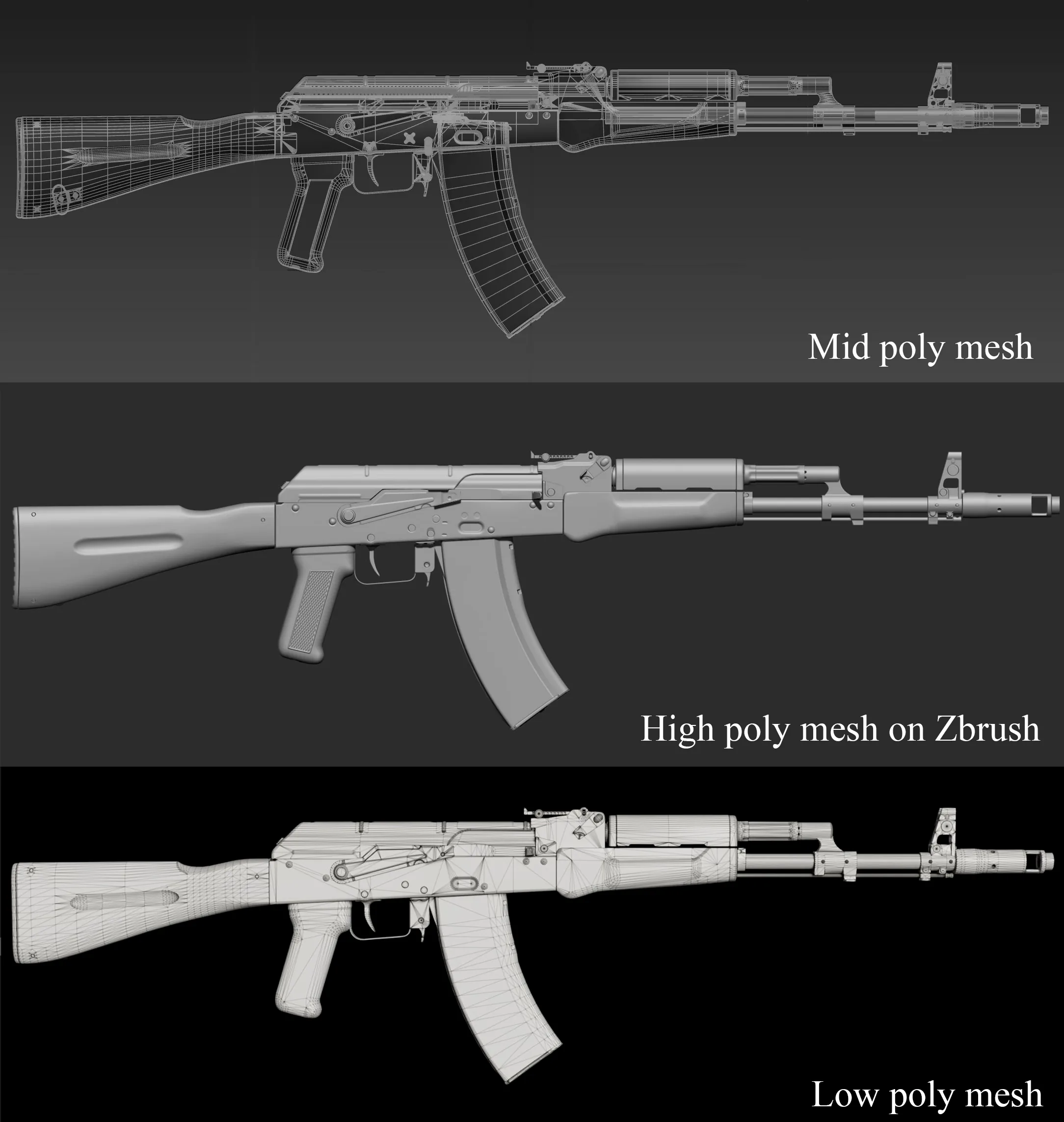 高中低模对比 AK-74 中模、高模与低模的对比图