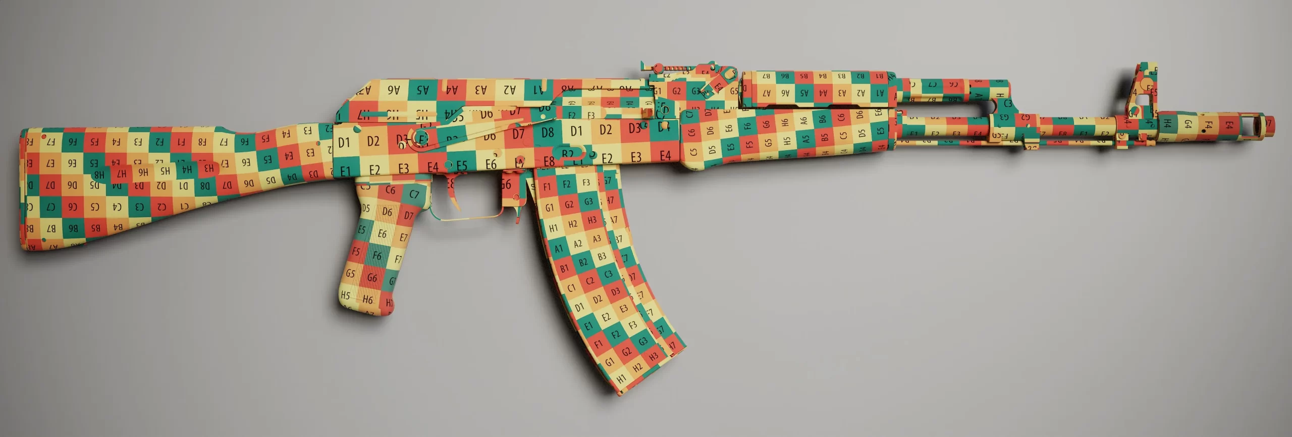 纹素密度可视化 AK-74 纹素密度棋盘格可视化