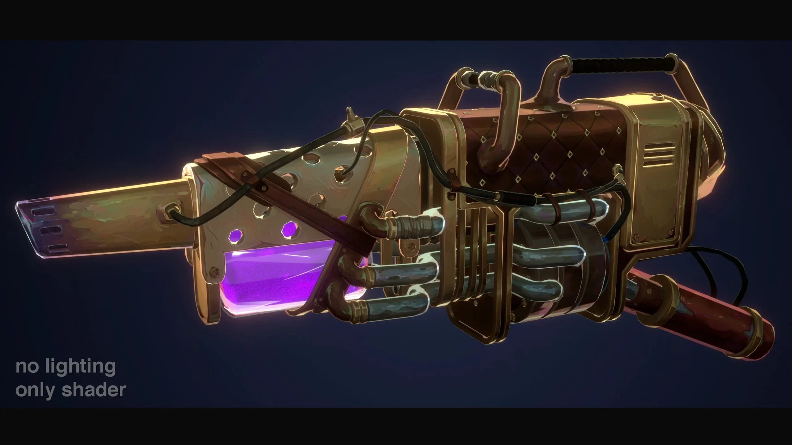 仅 Shader 无光照渲染 关闭场景光照、仅保留自定义 Shader 的火炮渲染效果,突出着色器对风格的塑造。
