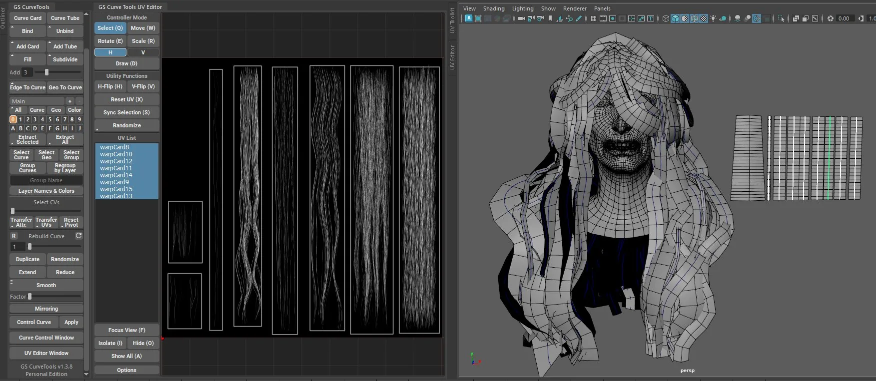 头发工作流界面 头发工作流 ZBrush 与 Maya 软件界面,GS Curve Tools 插件