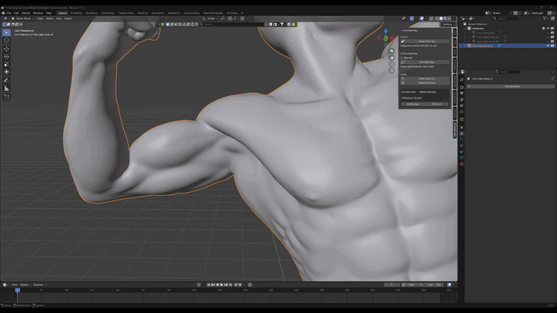 Dovetail Key 画线分割模型演示 在 Blender 中画一条线,模型随即沿线条被分割成可打印的两部分