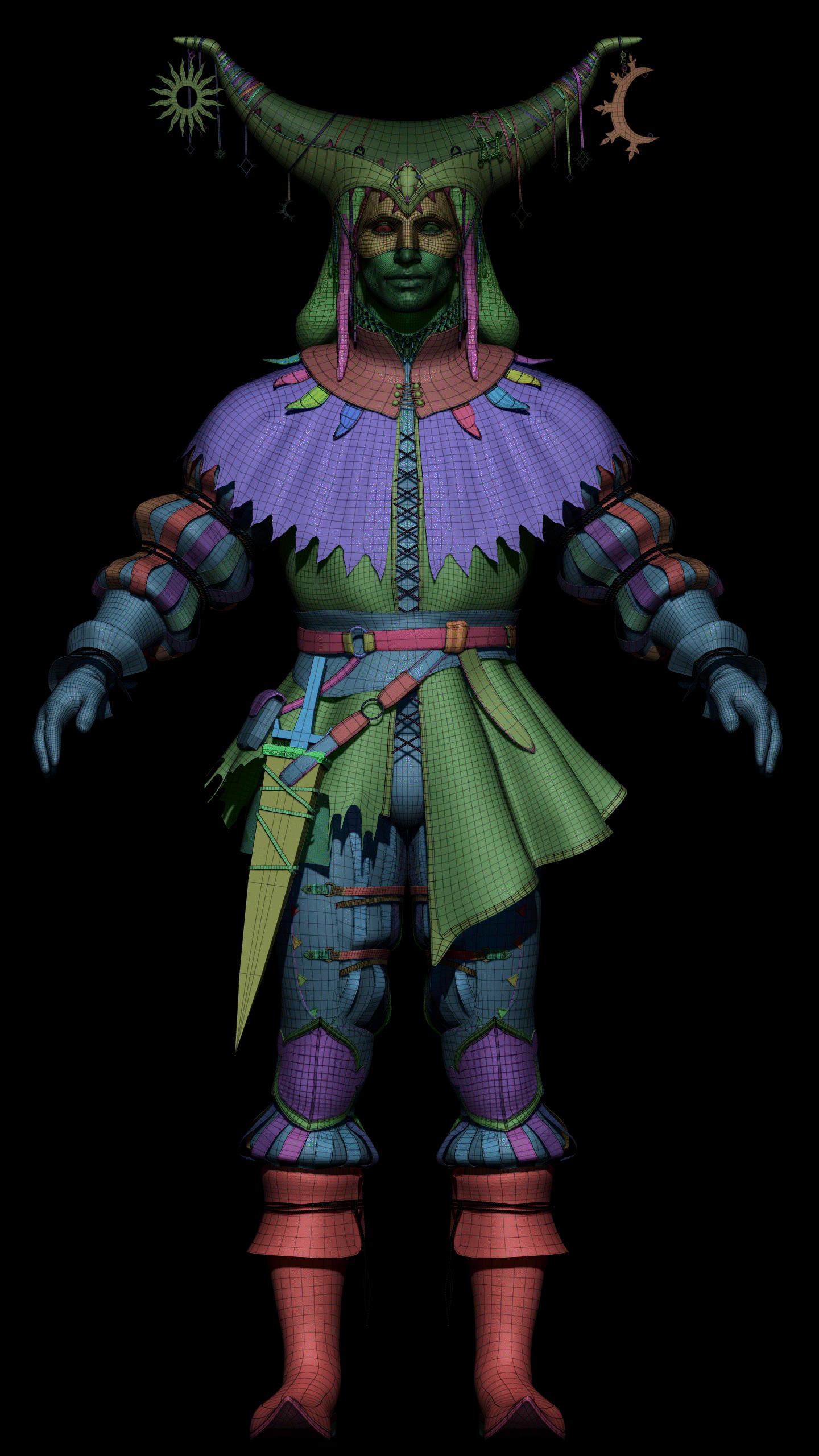 ZBrush 服装块面旋转展示 ZBrush 中邪恶小丑服装块面模型旋转展示