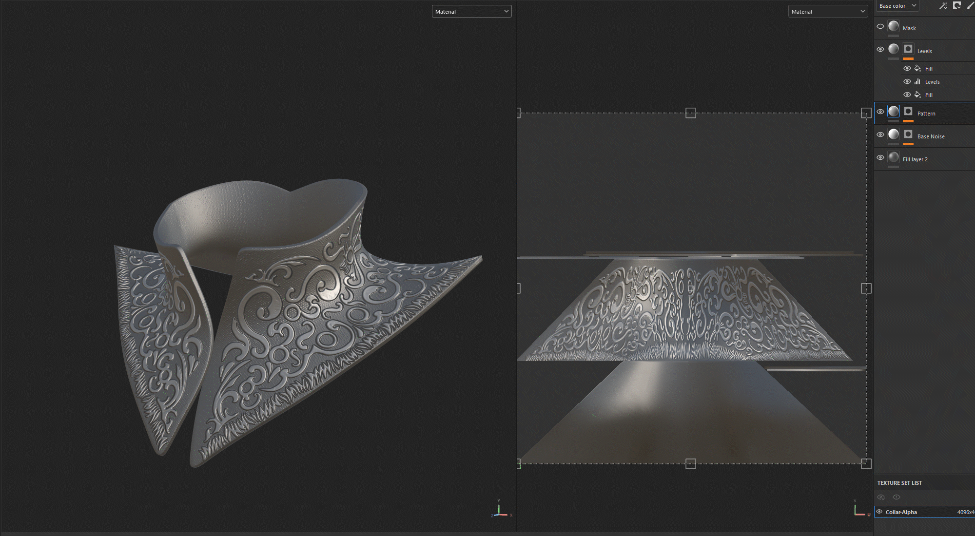 ZBrush 衣领高模细节 ZBrush 雕刻的华丽衣领高模细节展示