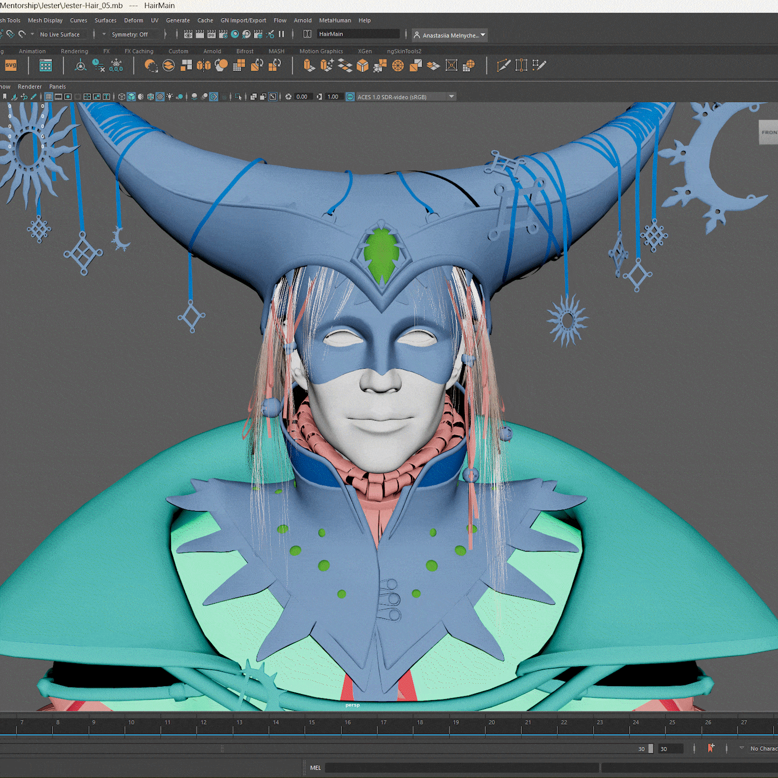 头部拓扑与毛发引导 Maya 中角色头部拓扑与毛发引导线制作