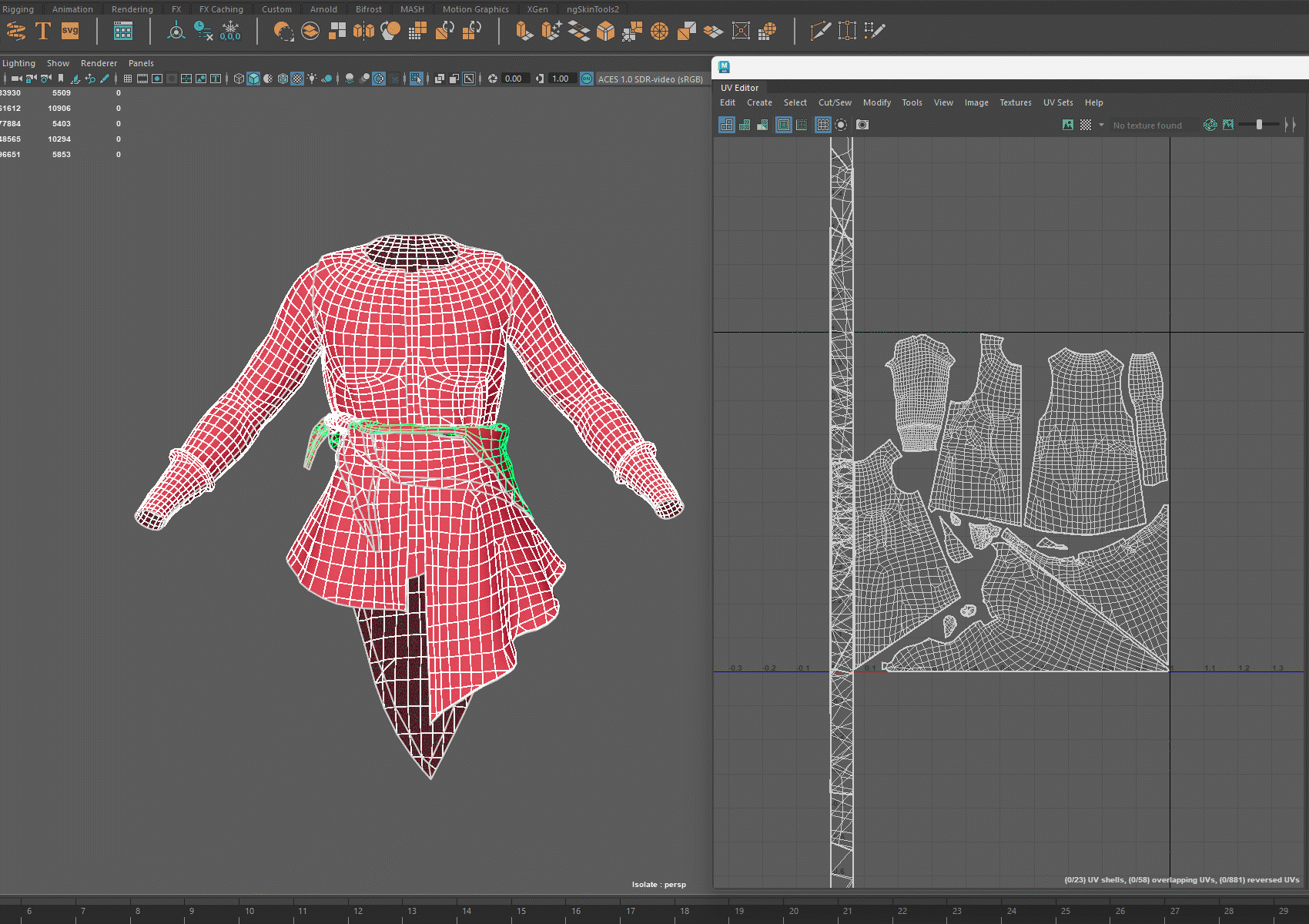 服装拓扑与 UV 展开 Maya 中服装低模拓扑与 UV 展开过程