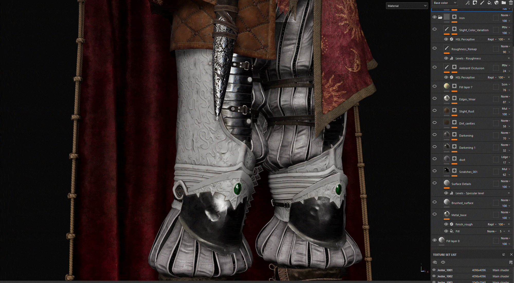 靴子腿部材质细节 Substance Painter 中靴子与腿部材质细节调试