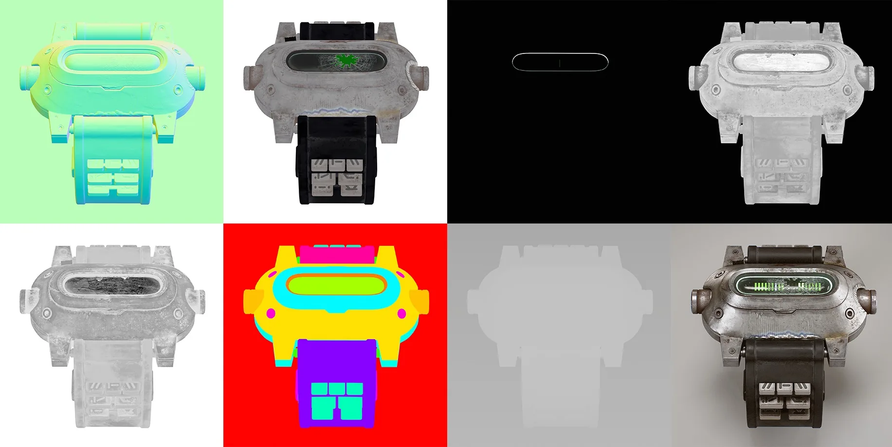 贴图分层通道拆解 Substance 3D Painter 贴图分层通道拆解,包含反照率、粗糙度、法线与金属度