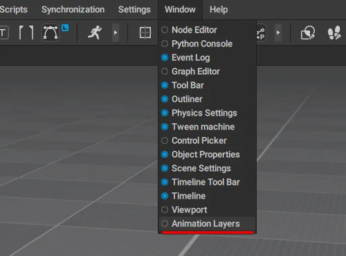 加算动画图层窗口 Cascadeur 2026.2 加算动画图层(Additive Animation Layers)窗口截图