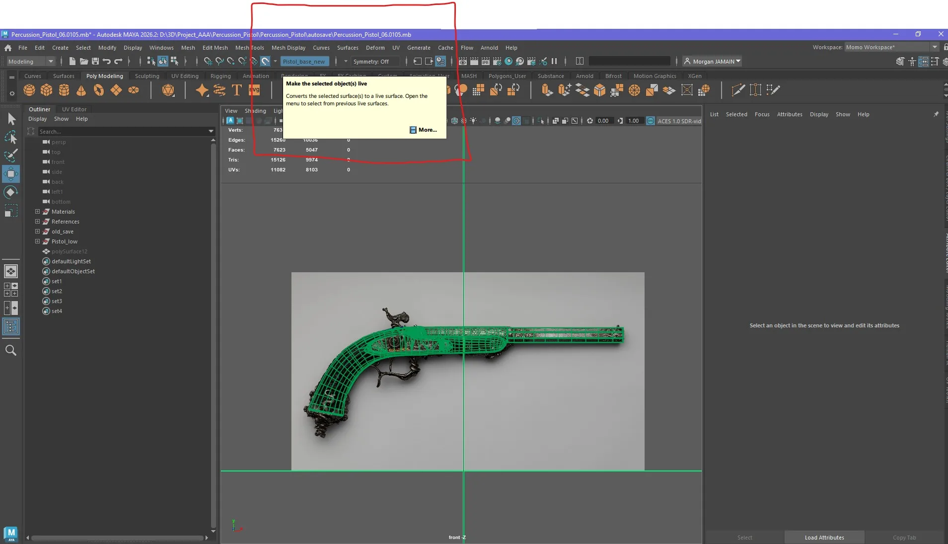 击发式火帽手枪:写实硬表面武器道具全流程制作-次世代模型库 体块搭建(Blockout)
