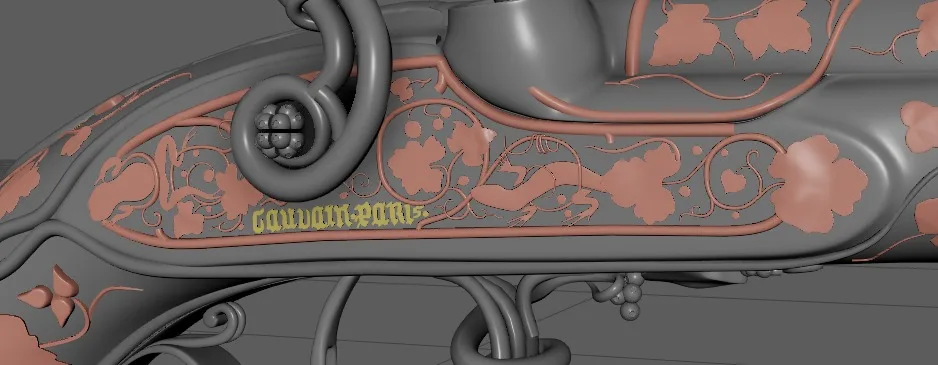 击发式火帽手枪:写实硬表面武器道具全流程制作-次世代模型库 体块搭建(Blockout)