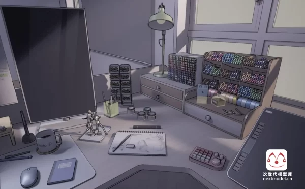 卡通漫画家工作室场景