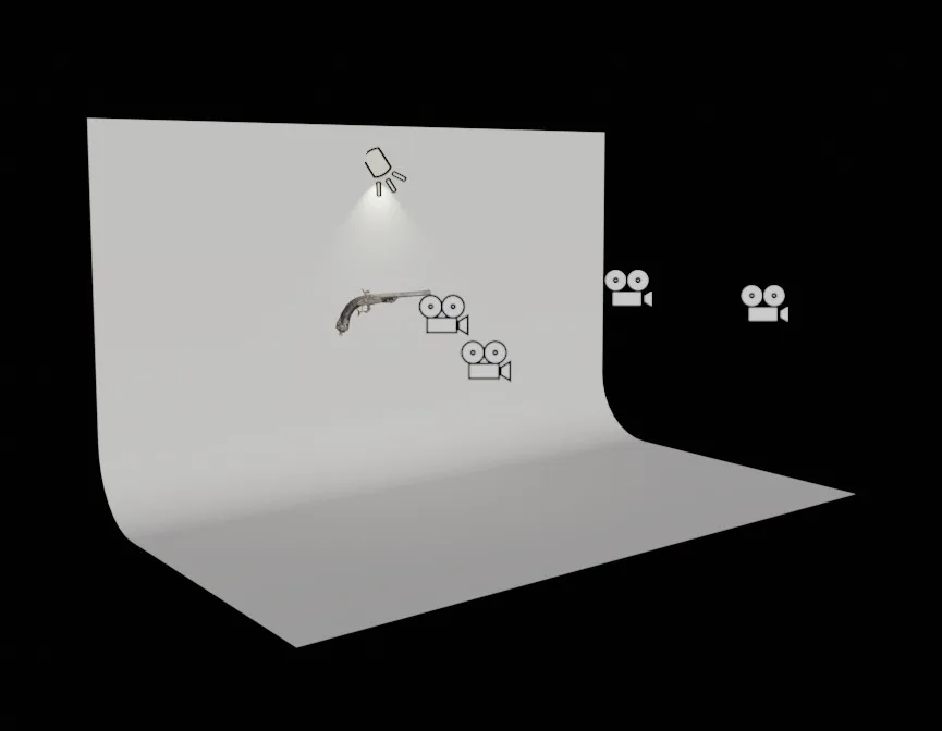 击发式火帽手枪:写实硬表面武器道具全流程制作-次世代模型库 灯光布置