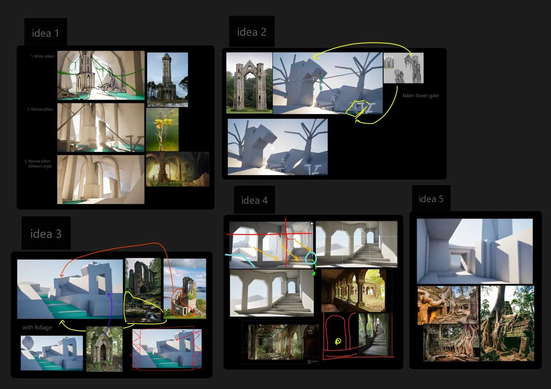 UE体块搭建方案对比 在虚幻引擎中用立方体快速搭建的多个体块方案及涂绘分析