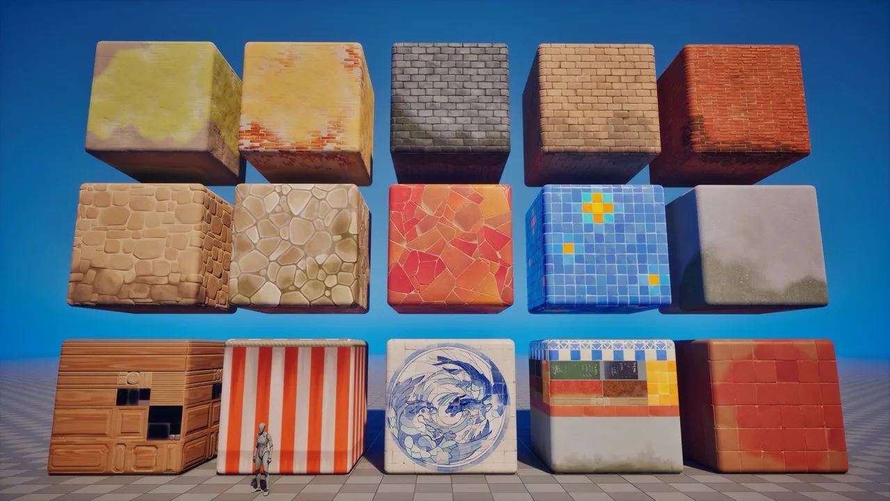 Substance 3D 材质纹理展示 Substance 3D 材质纹理展示:方砖、碎瓦片等可平铺材质。