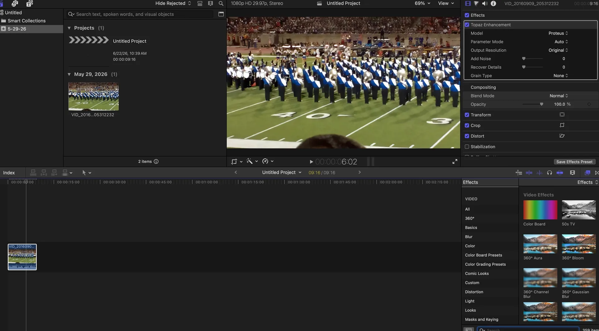 FCP 参数设置 Final Cut Pro 中 Topaz 插件的参数设置面板