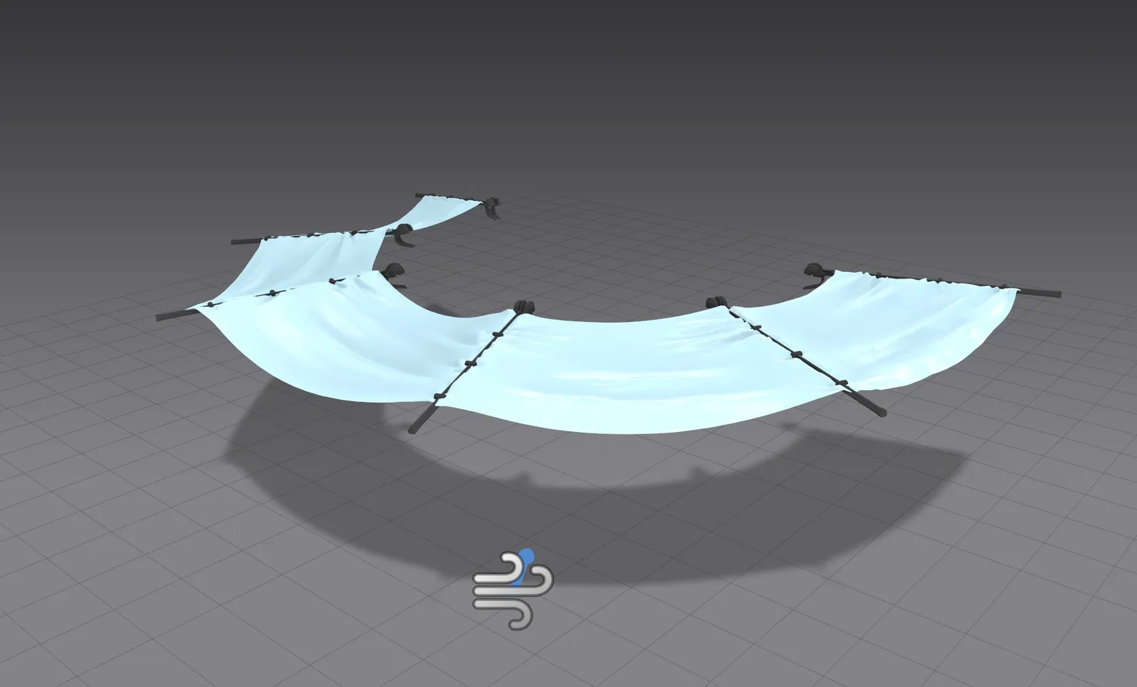 Marvelous Designer 中模拟的集市遮阳棚布料