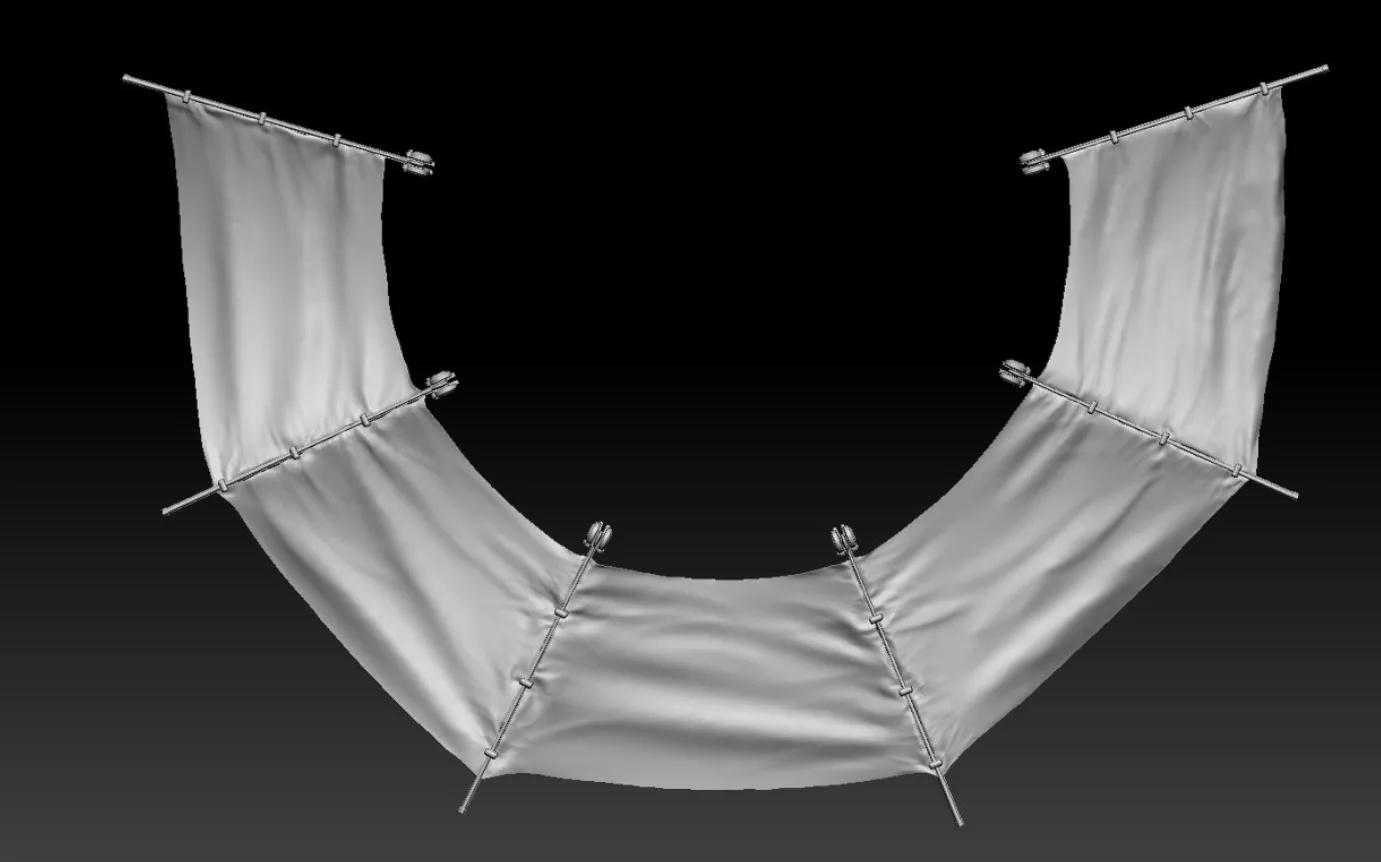 将 Marvelous Designer 布料网格导入 ZBrush 后的雕刻效果