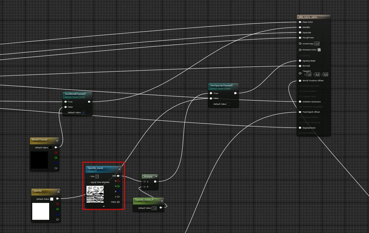 支持第二 UV 通道的 Unreal Engine 布料材质节点