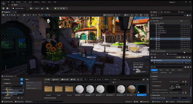 Unreal Engine 后处理体积中自定义轮廓线着色器的应用效果