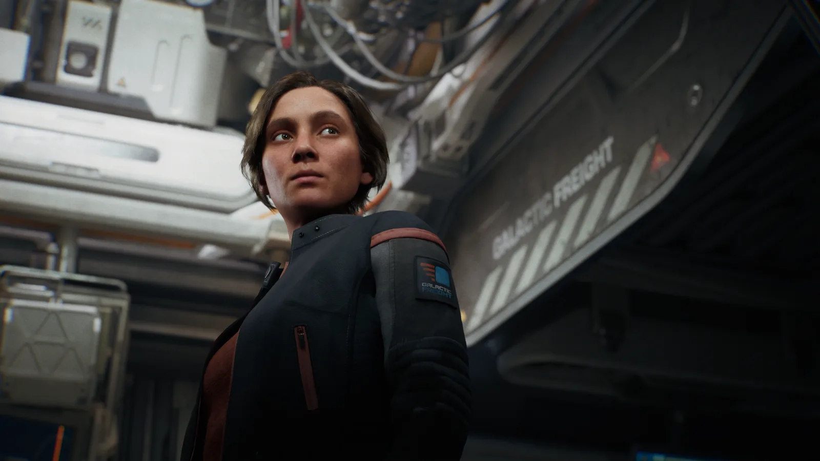 Epic Games 详解 MetaHuman 与 Marvelous Designer 如何集成到 UEFN-次世代模型库 Blue Dot 短片中的 MetaHuman 角色 Captain Roux 在 Galactic Freight 飞船内的电影级特写